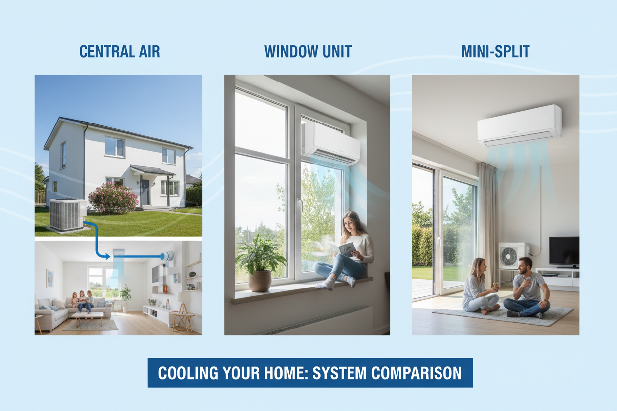 Central Air Conditioner vs Window Unit vs Mini-Split: Which One Is Right for Your Home?
