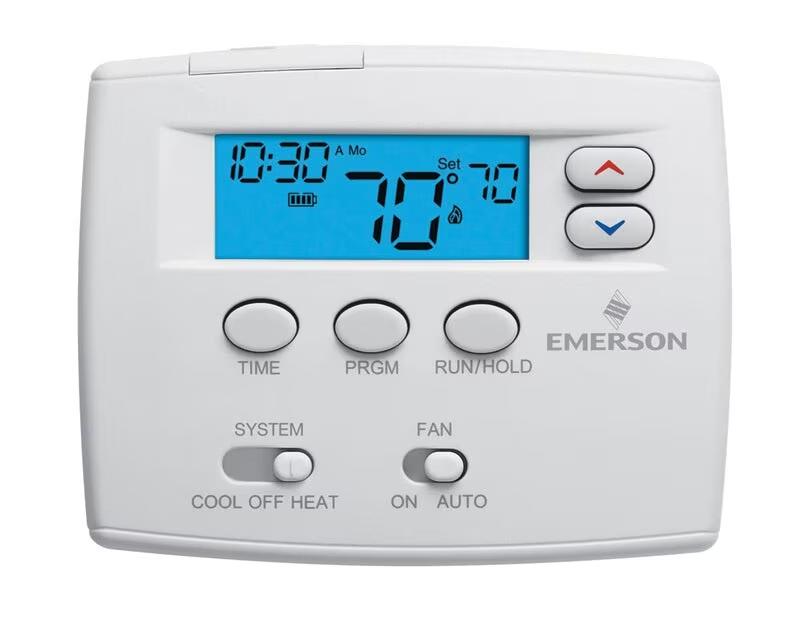 Emerson Thermostat - 1H/1C Conventional, 1H/1C Heat Pump, No Autochangeover, 5/1/1 Programming - 1F80-0261