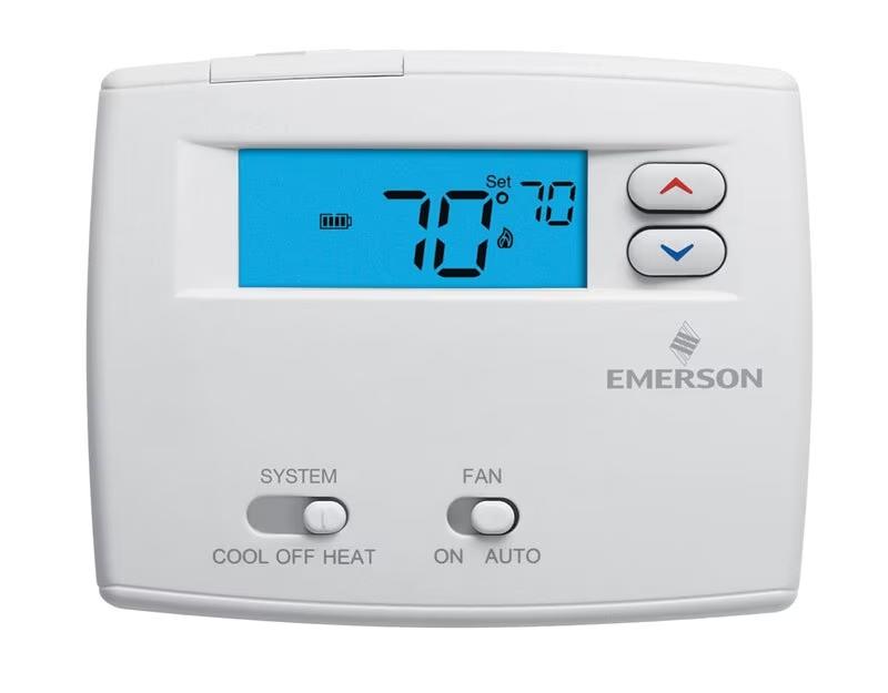 Emerson Thermostat - 1H/1C Conventional, 1H/1C Heat Pump, No Autochangeover, No Programming - 1F86-0244