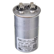 Protech Single Round Capacitor - 45 uF, 370 VAC, 2.090 x 4.920 (max.) in. - 43-101666-37