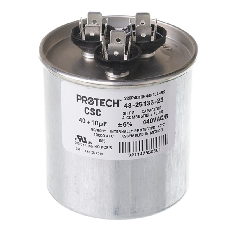 Rheem Capacitor - 40/10/440 Dual Round - 43-25133-23