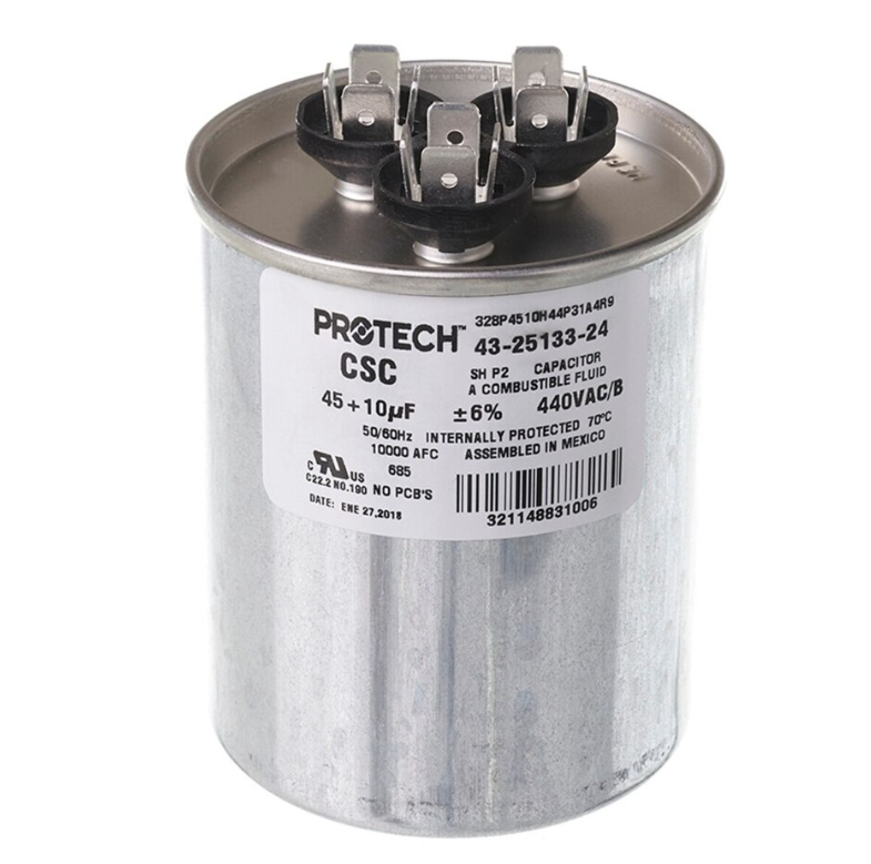 Rheem Capacitor - 45/10/440 Dual Round - 43-25133-24