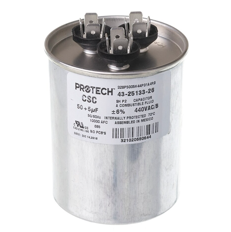Rheem Capacitor - 50/5/440 Dual Round - 43-25133-26