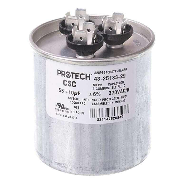 Rheem Capacitor - 55/10/370 Dual Round - 43-25133-29
