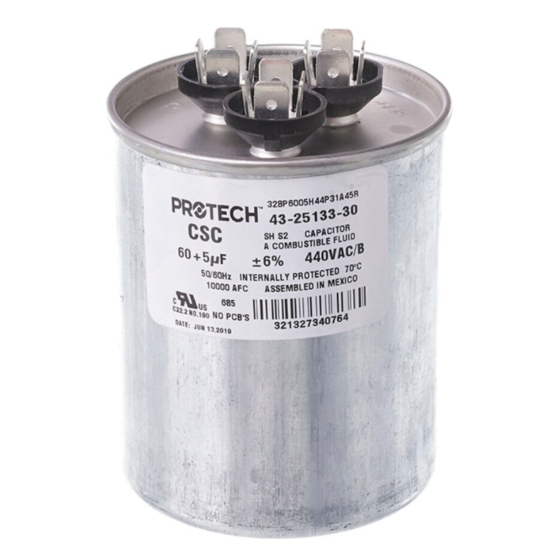 Rheem Capacitor - 60/5/440 Dual Round - 43-25133-30