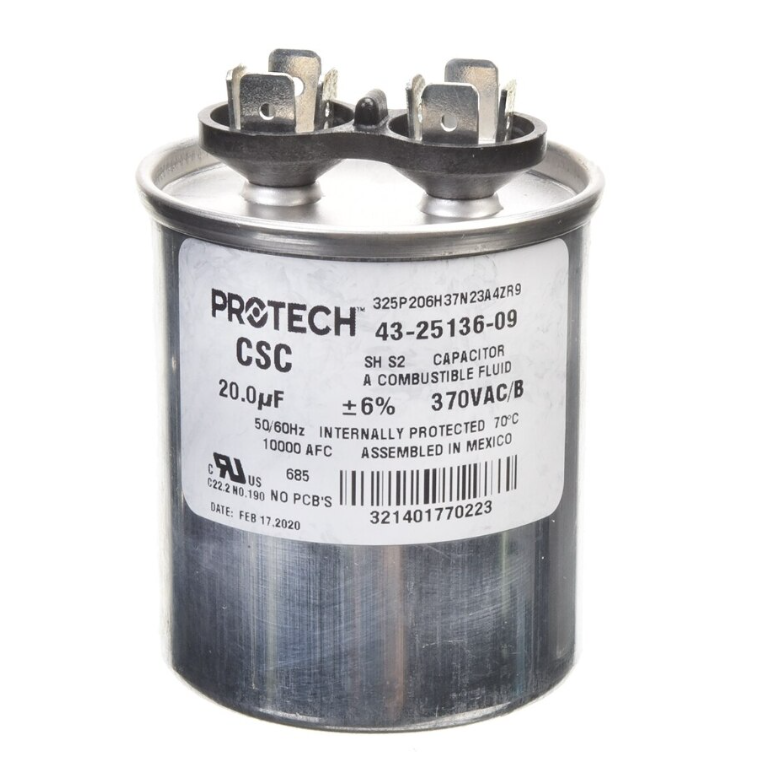 Rheem Capacitor - 20/370 Single Round - 43-25136-09