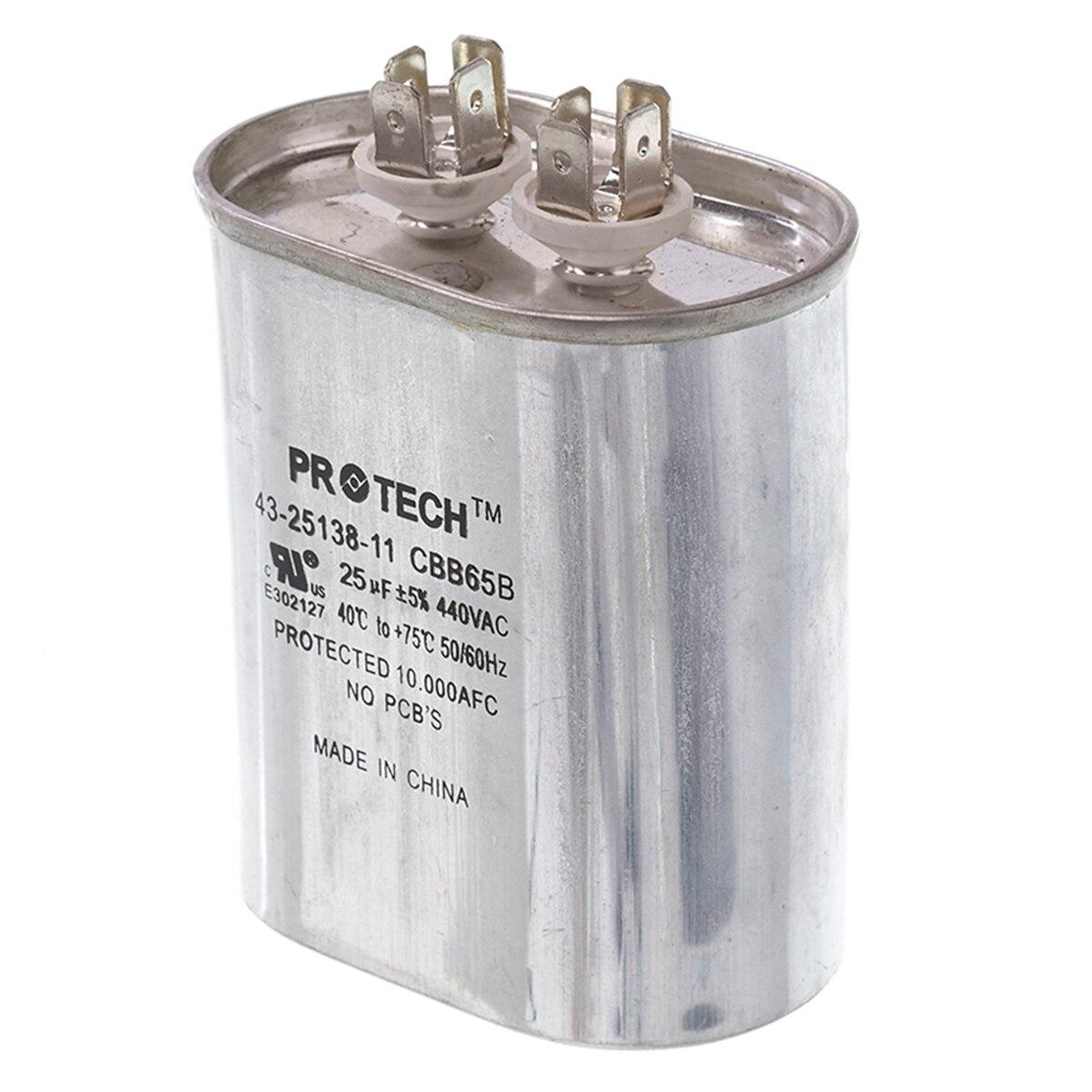 Protech Single Oval Capacitor - 25 uF, 440 VAC - 43-25138-11