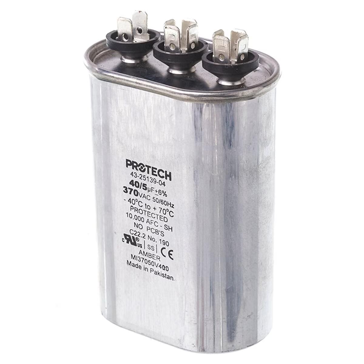 Protech Dual Oval Capacitor - 40/5 uF, 370 VAC - 43-25139-04