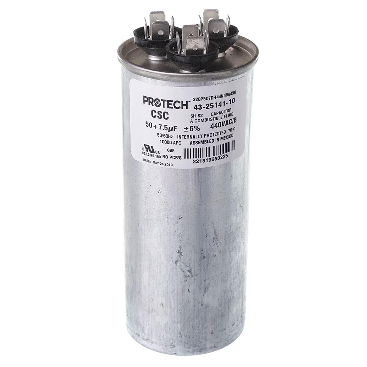 Protech Dual Round Capacitor - 50/7.5 uF, 440 VAC - 43-25141-10