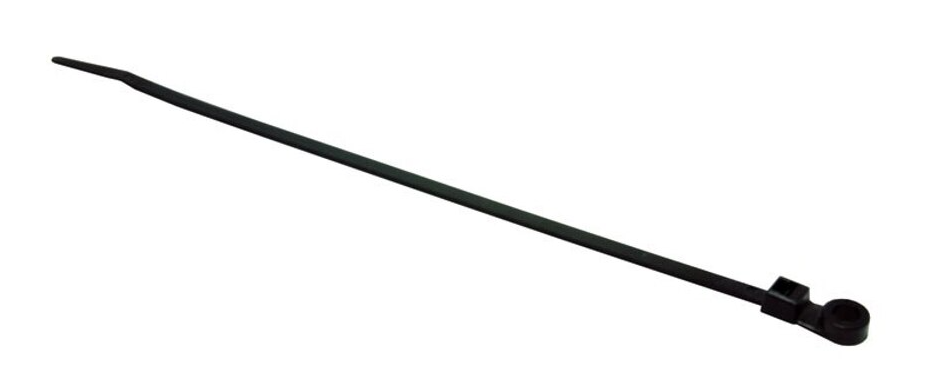 Wire & Cable Ties w/Mounting Hole- Nylon Black - 7-1/2 in. (Pack of 100)