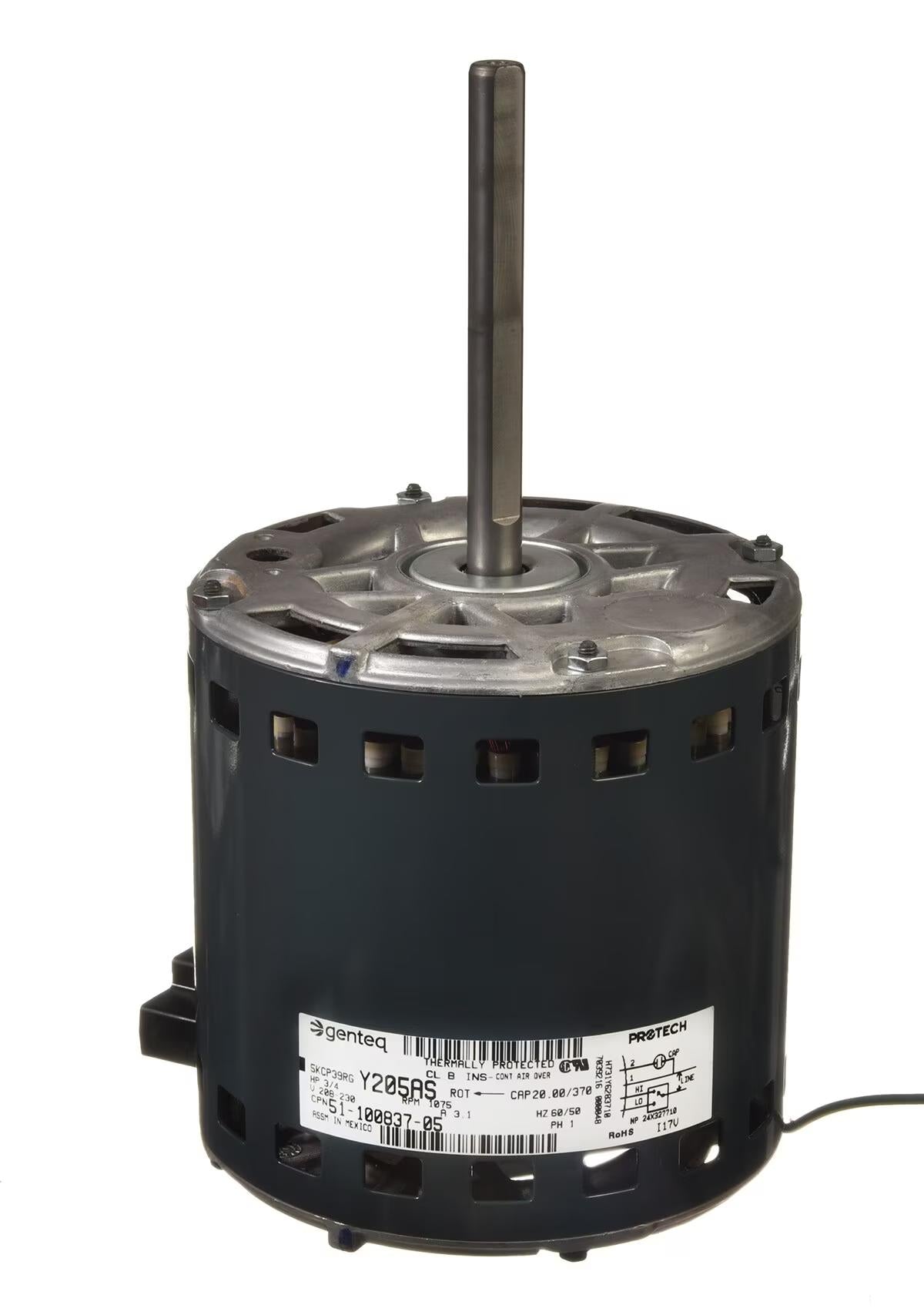 Rheem Blower Motor - 3/4 HP, 1 Phase, 2 Speed, 208/230V, 1075 RPM - 51-100837-05