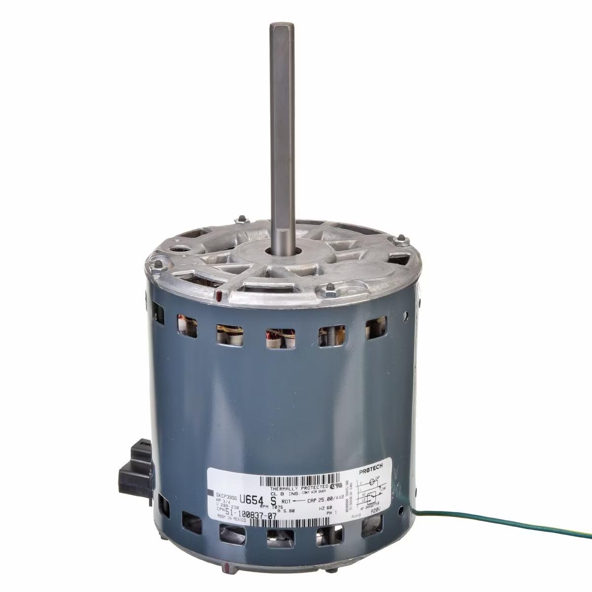 Rheem Blower Motor - 3/4 HP, 1 Phase, 2 Speed, 208/230V, 1075 RPM - 51-100837-07