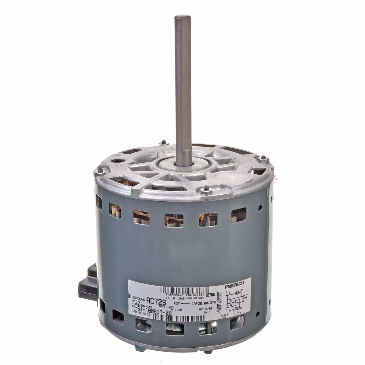 Rheem Blower Motor - 1/2 HP, 1 Phase, 2 Speed, 380-415/460V, 1075 RPM - 51-100837-08
