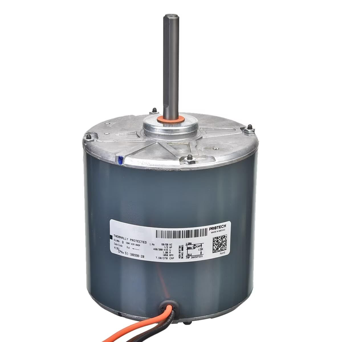 Rheem Condenser Motor - 1/3 HP, 1 Phase, 1 Speed, 380-415/460V, 1075 RPM - 51-100998-20