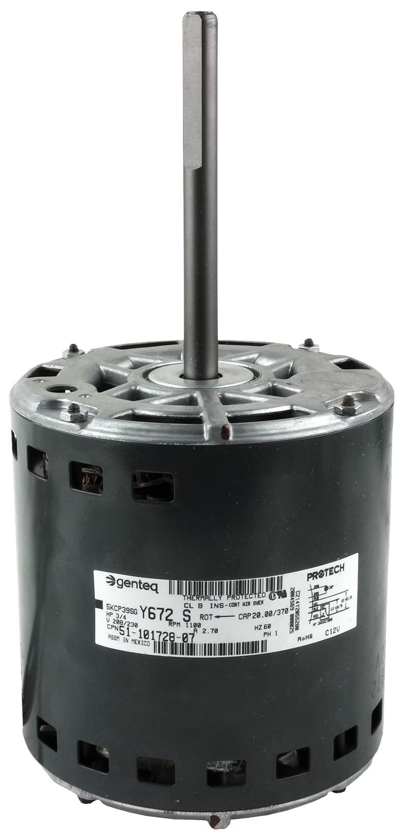 Rheem Blower Motor - 3/4 HP, 1 Phase, 2 Speed, 208/230V, 1075 RPM - 51-101728-07