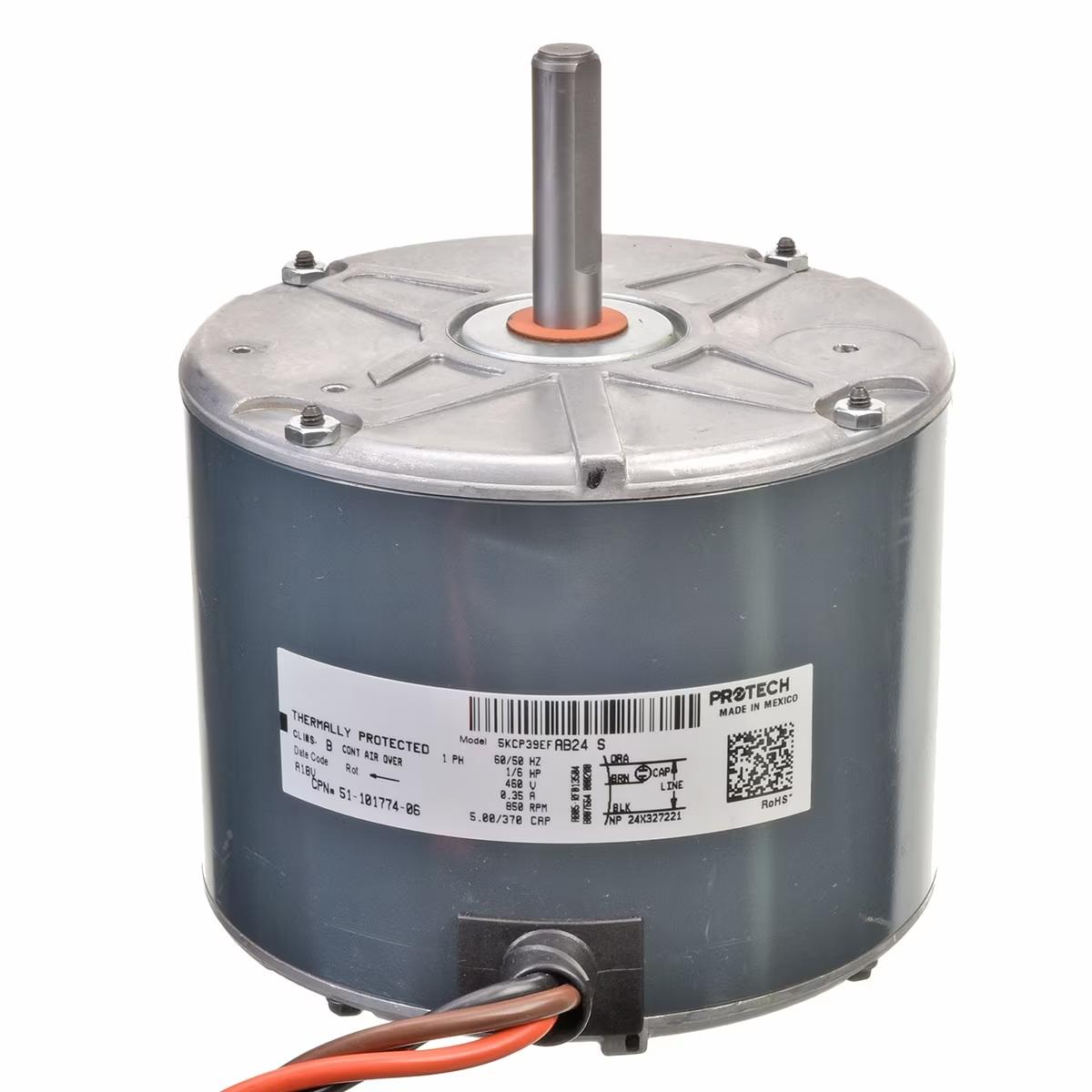 Rheem Condenser Motor - 1/6 HP, 1 Phase, 1 Speed, 460V, 825 RPM - 51-101774-06