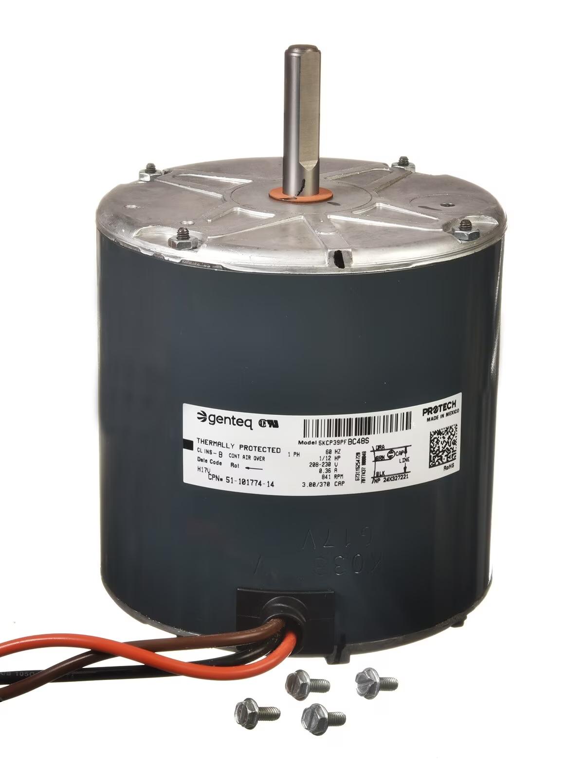 Rheem Condenser Motor - 1/12 HP, 1 Phase, 1 Speed, 208/230V, 825 RPM - 51-101774-14