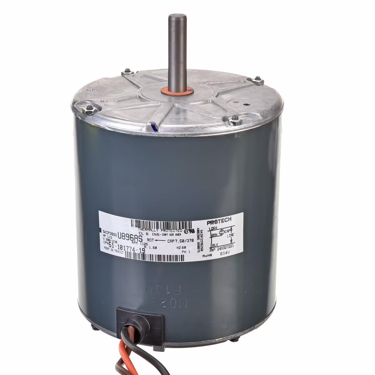 Rheem Condenser Motor - 1/3 HP, 1 Phase, 1 Speed, 208/230V, 1075 RPM - 51-101774-19
