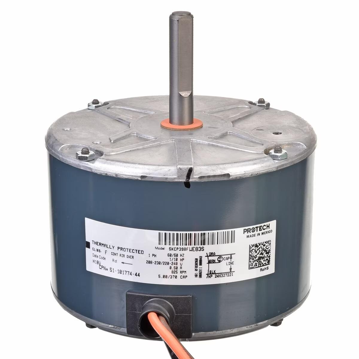 Rheem Condenser Motor - 1/10 HP, 1 Phase, 1 Speed, 208/220/230V, 825 RPM - 51-101774-44