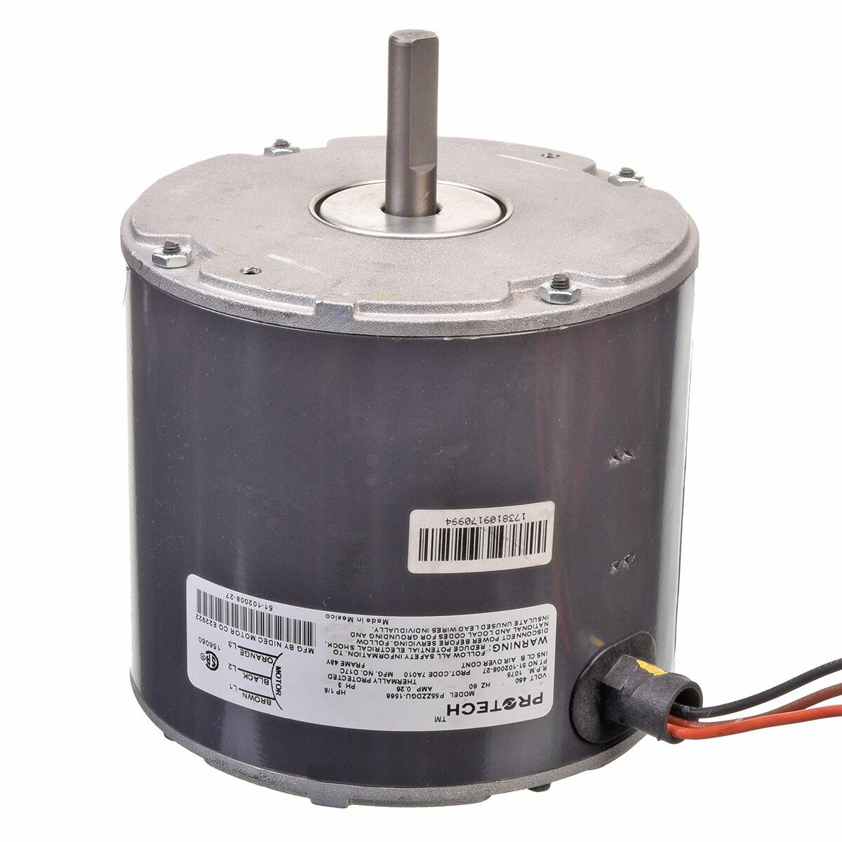 Rheem Condenser Motor - 1/8 HP, 3 Phase, 1 Speed, 460V, 1075 RPM - 51-102008-27