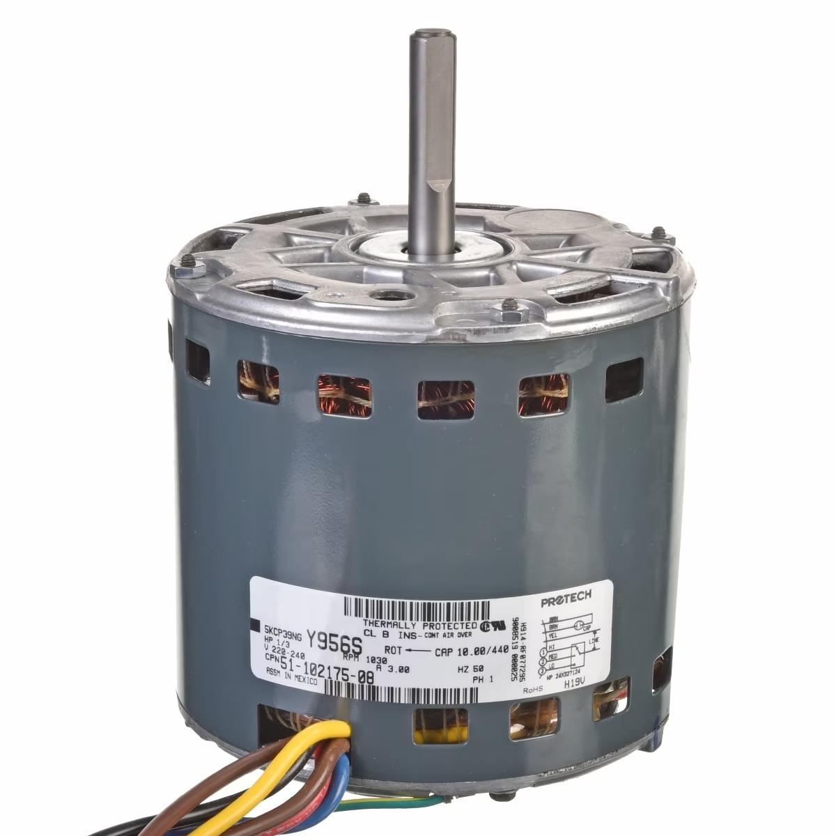 Rheem Blower Motor - 1/3 HP, 1 Phase, 3 Speed, 220/230V, 900 RPM - 51-102175-08