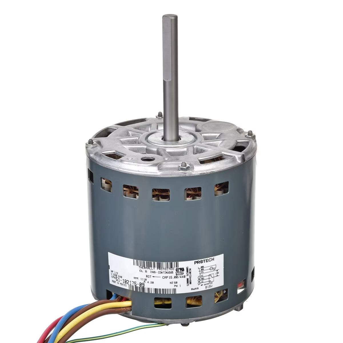 Rheem Blower Motor - 1/2 HP, 1 Phase, 3 Speed, 220/230V, 900 RPM - 51-102175-09