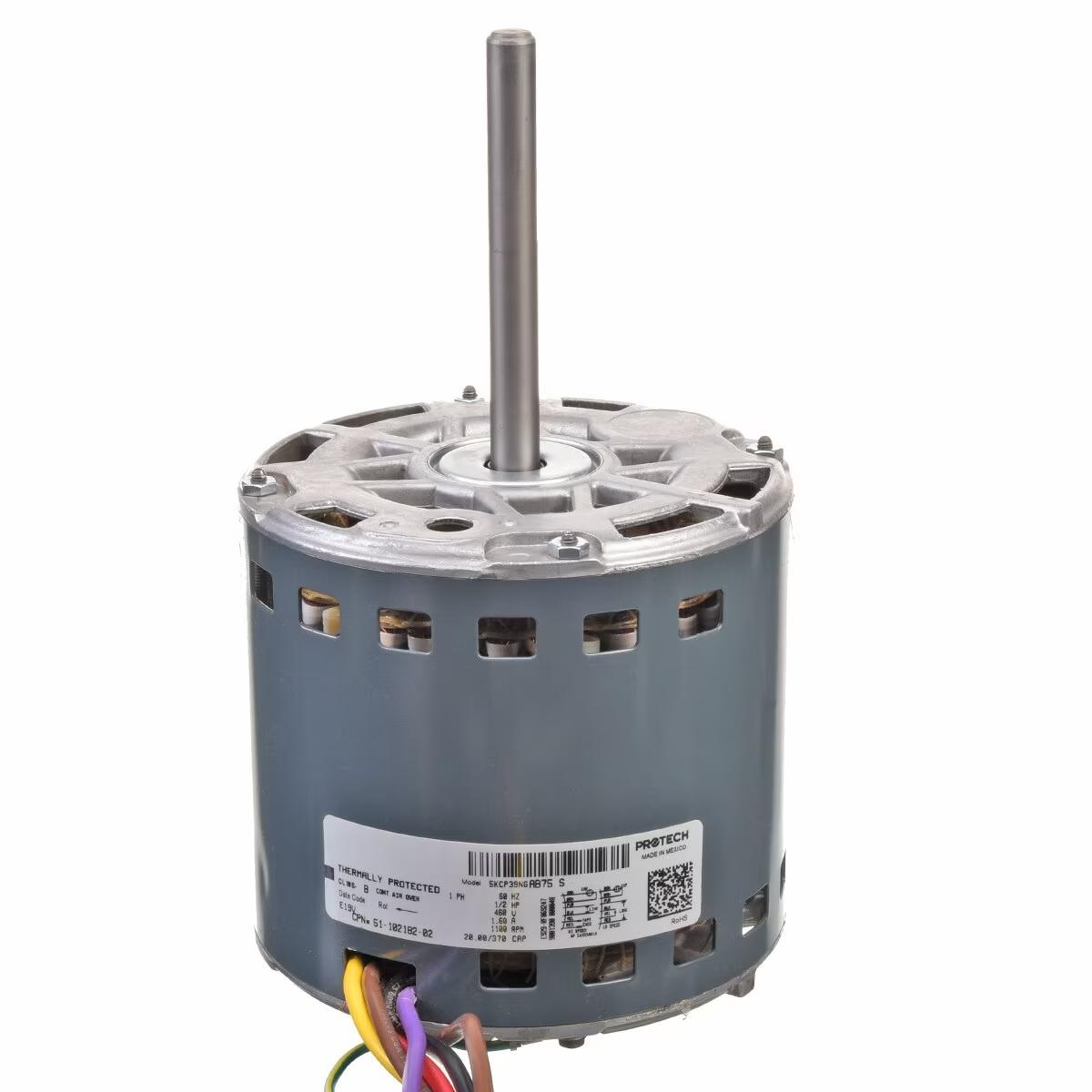 Rheem Blower Motor - 1/2 HP, 1 Phase, 2 Speed, 460V, 1075 RPM - 51-102182-02