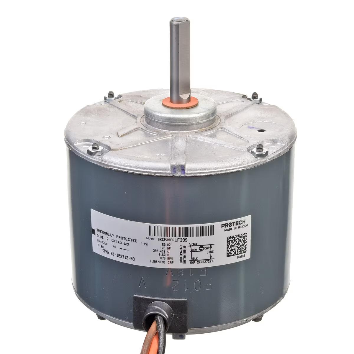 Rheem Condenser Motor - 1/6 HP, 1 Phase, 1 Speed, 380-415V, 900 RPM - 51-102713-09