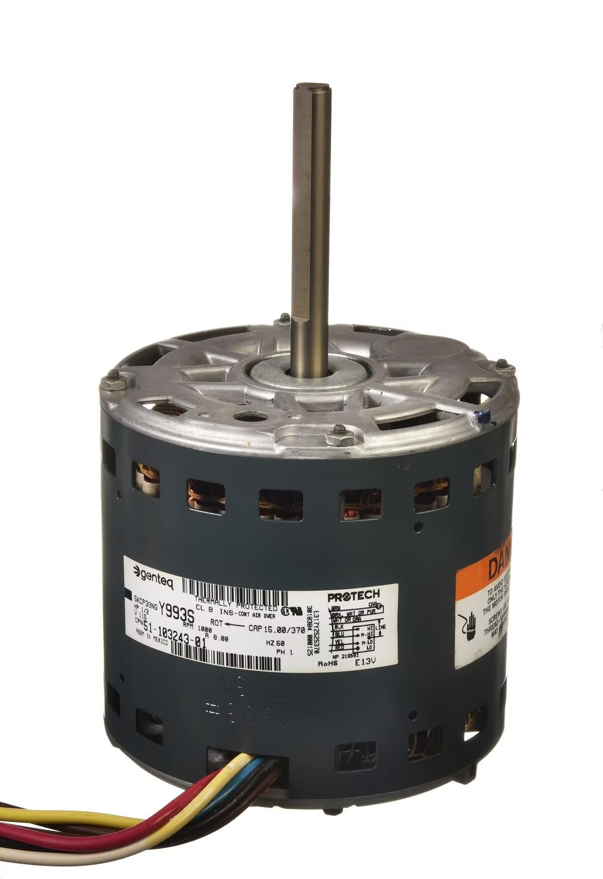 Rheem Blower Motor - 1/2 HP, 1 Phase, 4 Speed, 120V, 1075 RPM - 51-103243-01