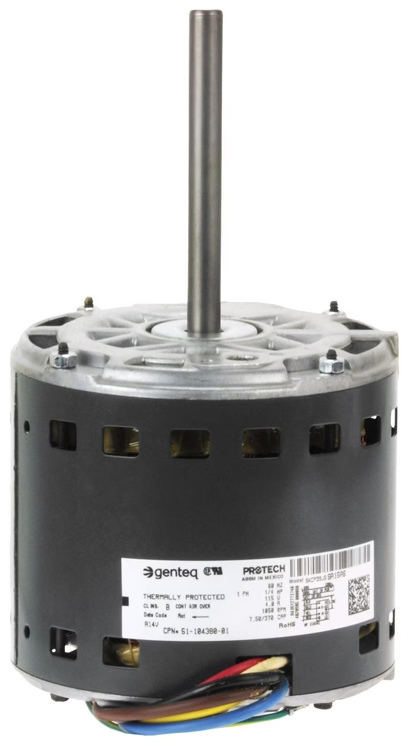 Rheem Blower Motor - 1/4 HP, 1 Phase, 4 Speed, 120V, 1075 RPM - 51-104380-01
