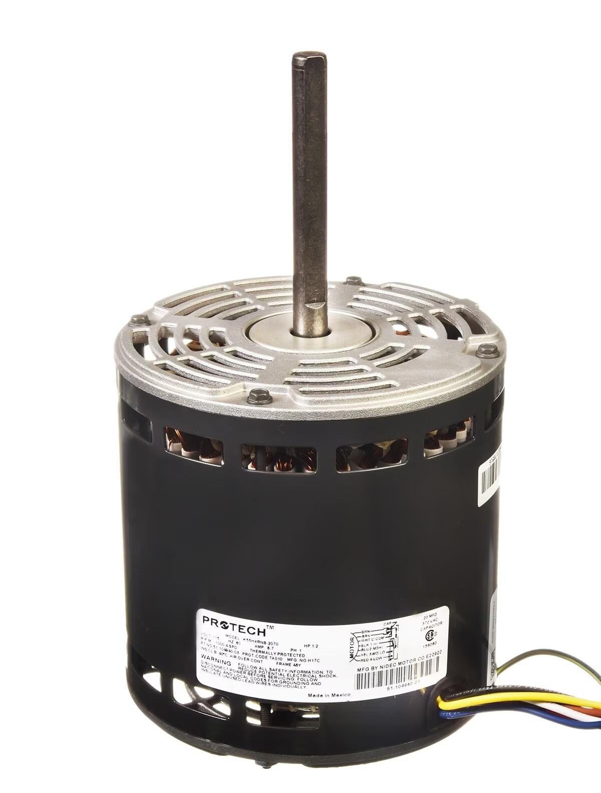 Rheem Blower Motor - 1/2 HP, 1 Phase, 4 Speed, 120V, 1075 RPM - 51-104940-03