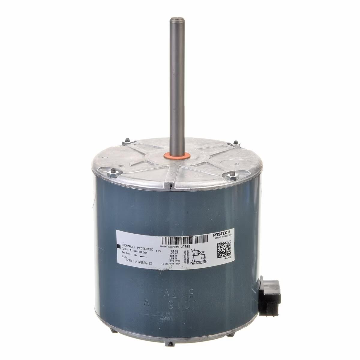 Rheem Blower Motor - 1/3 HP, 1 Phase, 1 Speed, 380-415V, 1075 RPM - 51-105665-12