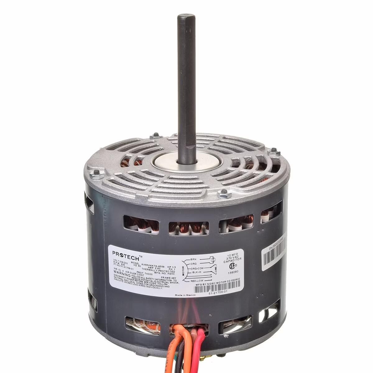 Rheem Blower Motor - 1/3 HP, 1 Phase, 2 Speed, 208/230V, 825 RPM - 51-21756-01
