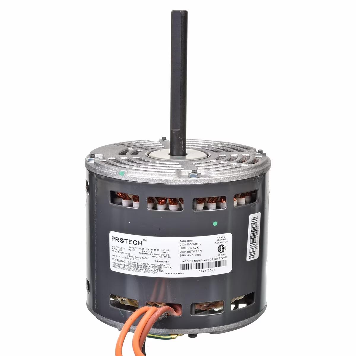 Rheem Blower Motor - 1/2 HP, 1 Phase, 1 Speed, 208/230V, 825 RPM - 51-21757-01