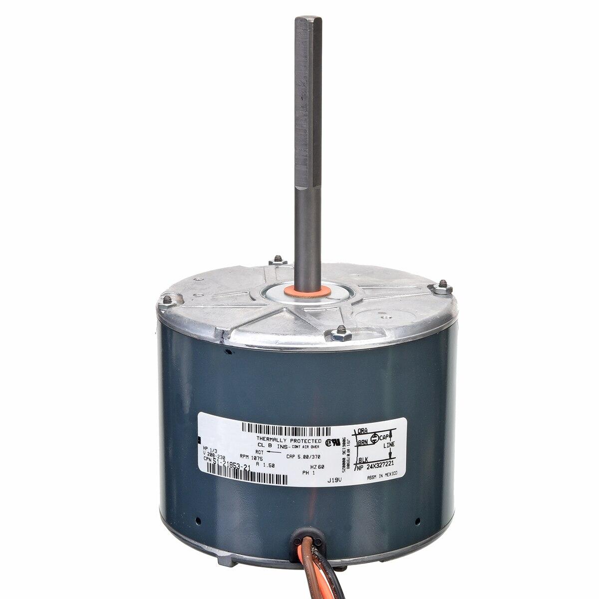 Rheem Condenser Motor - 1/3 HP, 1 Phase, 1 Speed, 208/230V, 1075 RPM - 51-21853-21
