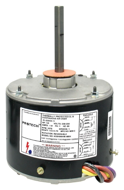 Protech Condenser Motor - 1/3 hp 208-230/1/60 (1075 rpm/1 speed) - 51-23053-11