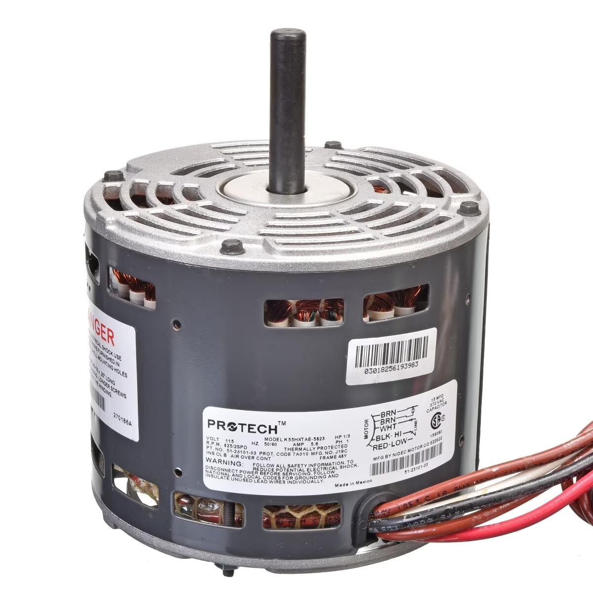Rheem Blower Motor - 1/3 HP, 1 Phase, 2 Speed, 120V, 825 RPM - 51-23101-03