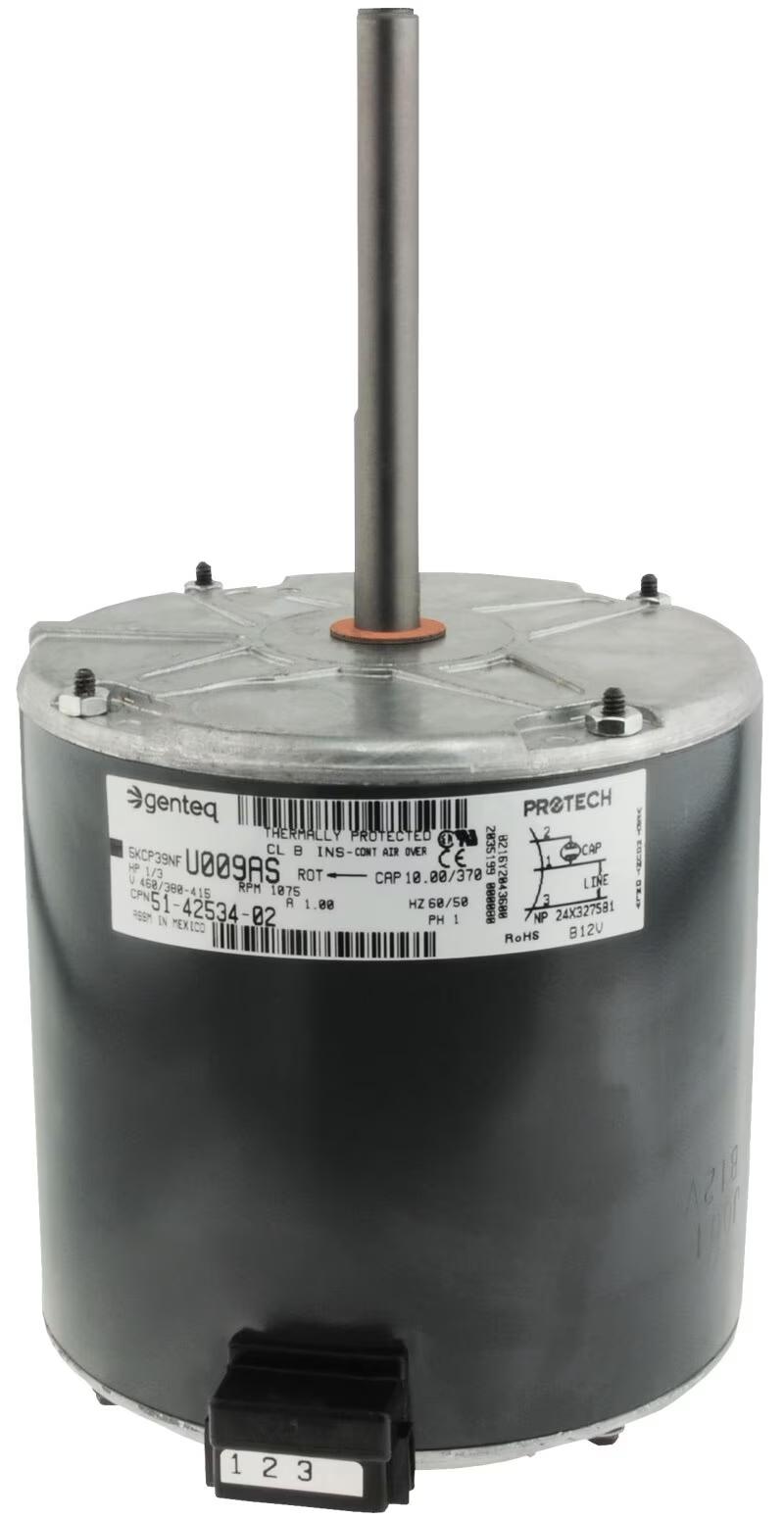 Rheem Condenser Motor - 1/3 HP, 1 Phase, 1 Speed, 380-415/460V, 1075 RPM - 51-42534-02