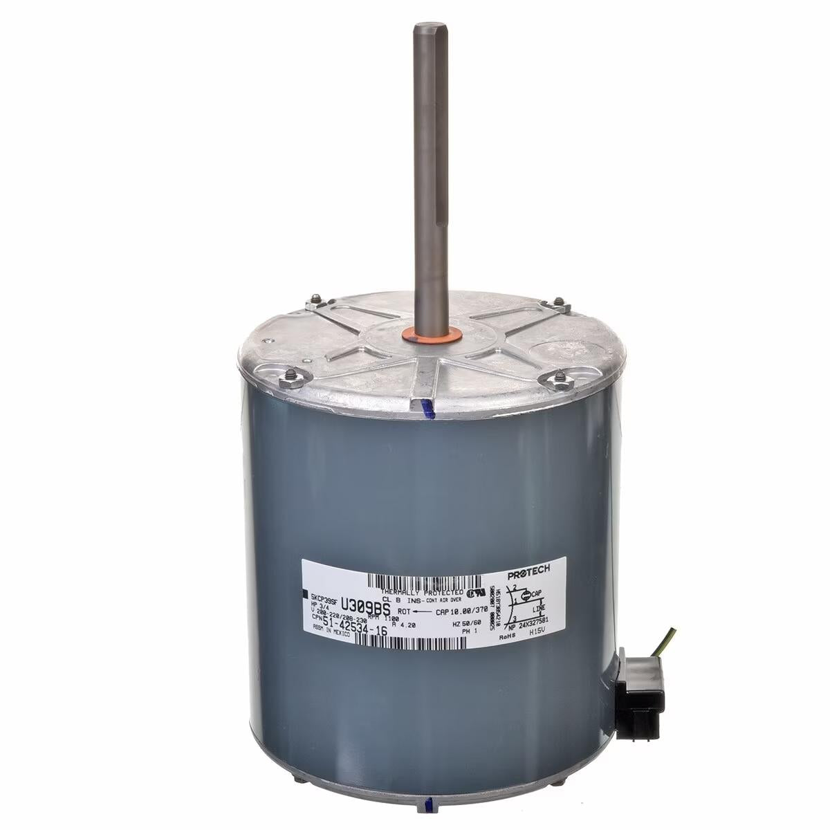 Rheem Condenser Motor - 3/4 HP, 1 Phase, 1 Speed, 208/220/230V, 1075 RPM - 51-42534-16