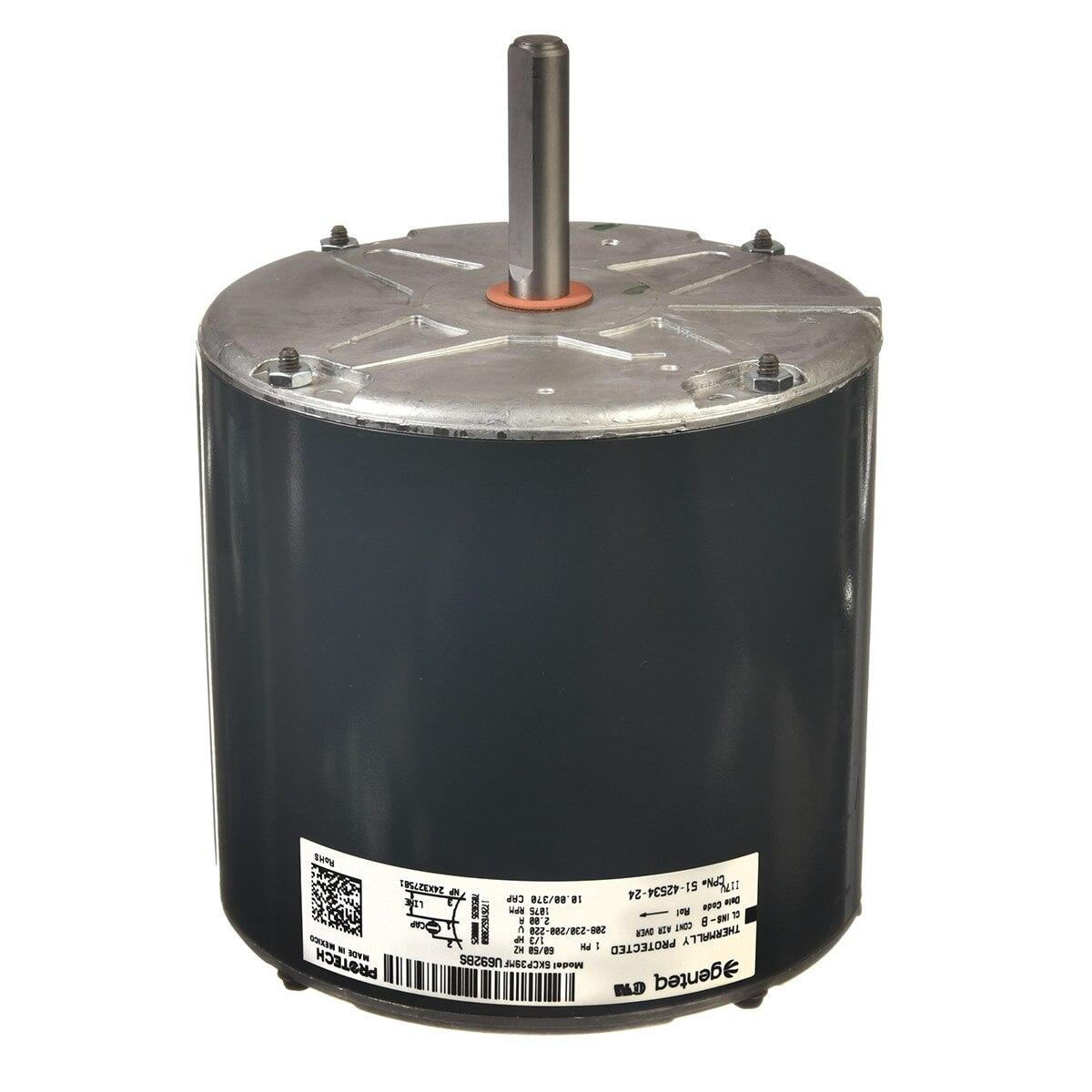 Rheem Condenser Motor - 1/3 HP, 1 Phase, 1 Speed, 208/220/230V, 1075 RPM - 51-42534-24
