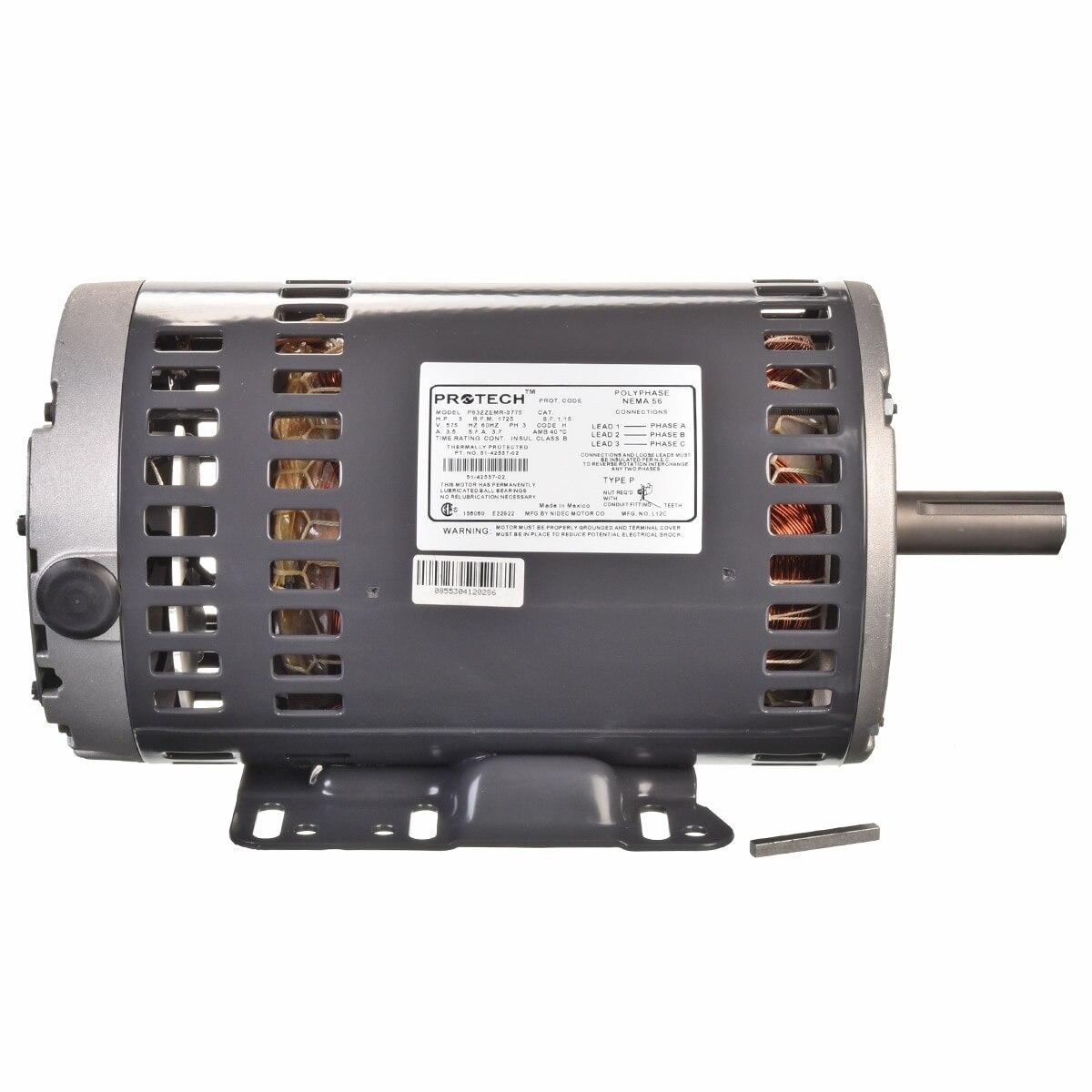 Rheem Blower Motor - 3 HP, 3 Phase, 1 Speed, 575V, 1725 RPM - 51-42537-02