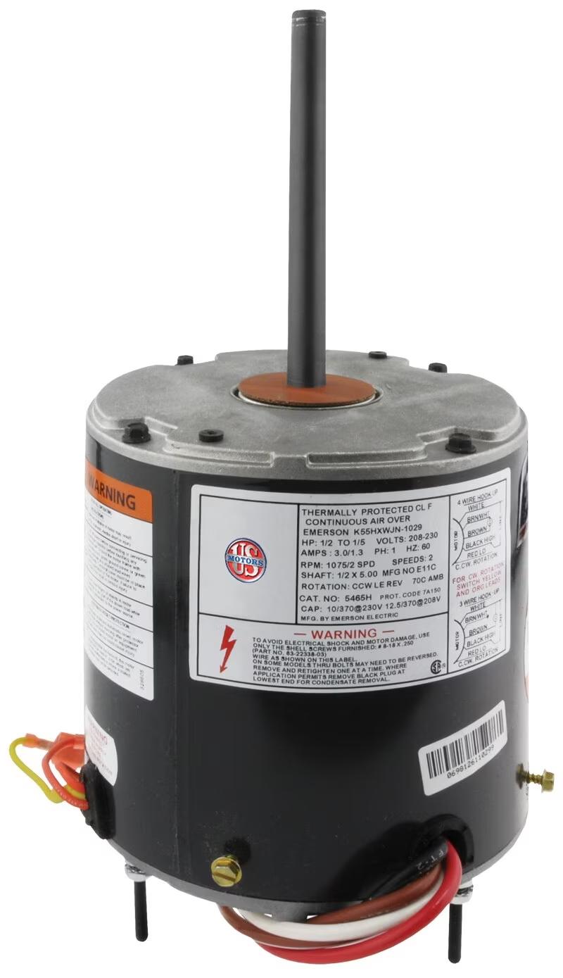 Rheem RESCUE Condenser Motor - 1/5 - 1/2 HP, 1 Phase, 2 Speed, 208/230V, 1075 RPM - 5465H