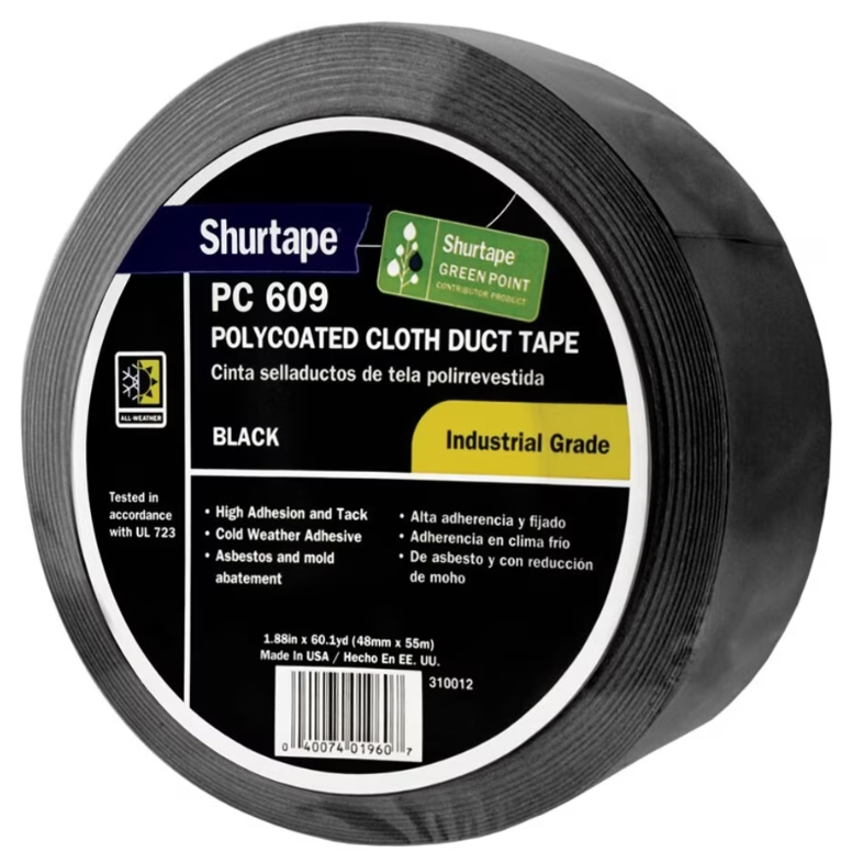 Duct Tape - Black Cloth - 2 in. x 60 yd. (Pack of 24)