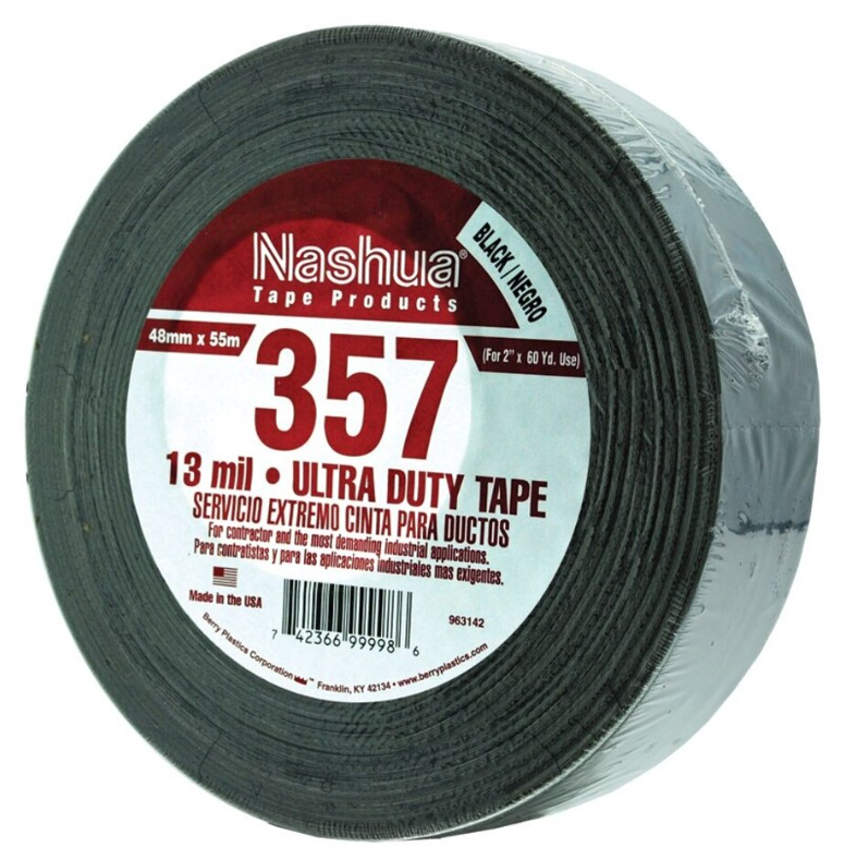 Duct Tape - Black Cloth - 2 in. x 60 yds. (Pack of 24)