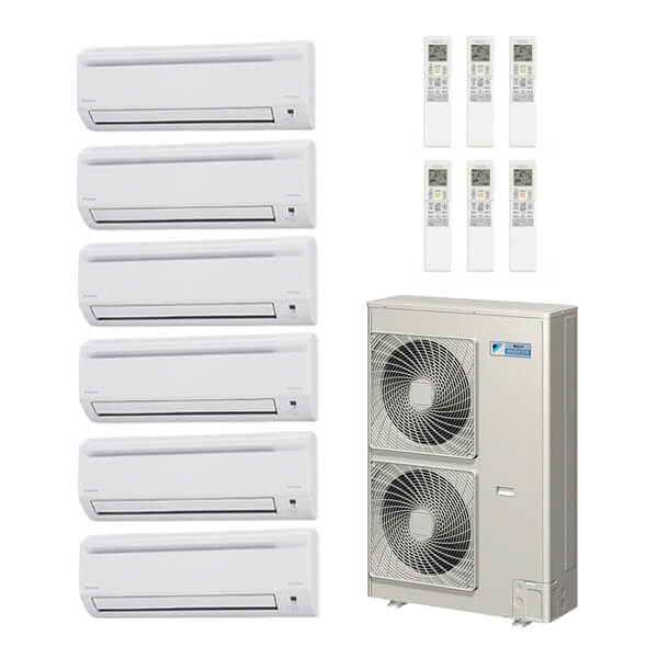 Daikin 60,000 Btu 18.8 Seer 6-Zone Mini Split Heat Pump System - 7K-7K-7K-9K-12K-18K
