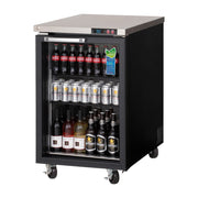 Everest 1 Glass Door Back Mount Back Bar Cooler, 23" - Black Exterior, 8 cu. ft.