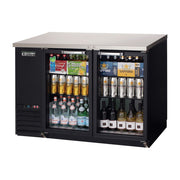 Everest 2 Glass Door Side Mount Back Bar Cooler, 48" Length, 24" Depth - Black Exterior, 13 cu. ft.