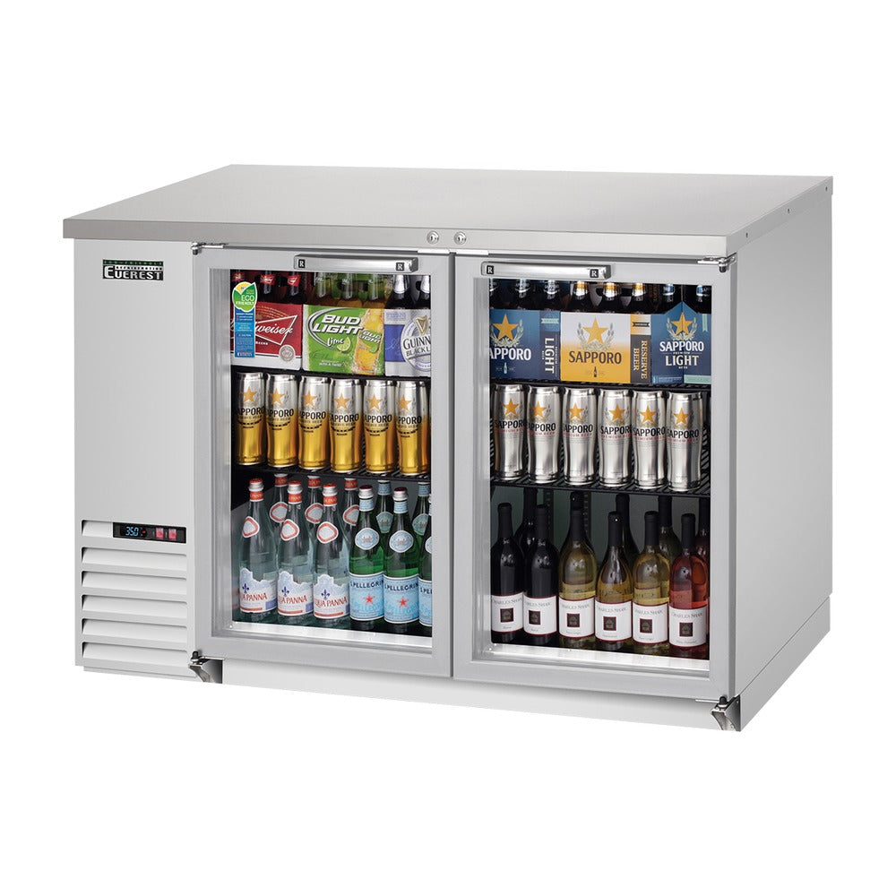 Everest 2 Glass Door Side Mount Back Bar Cooler, 48" - Stainless Steel Exterior, 14 cu. ft.