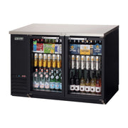 Everest 2 Glass Door Side Mount Back Bar Cooler, 48" - Black Exterior, 14 cu. ft.