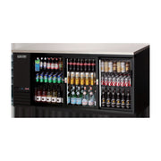 Everest 3 Deep Glass Sliding Door Side Mount Back Bar Cooler, 90" - Black Exterior, 28 cu. ft.